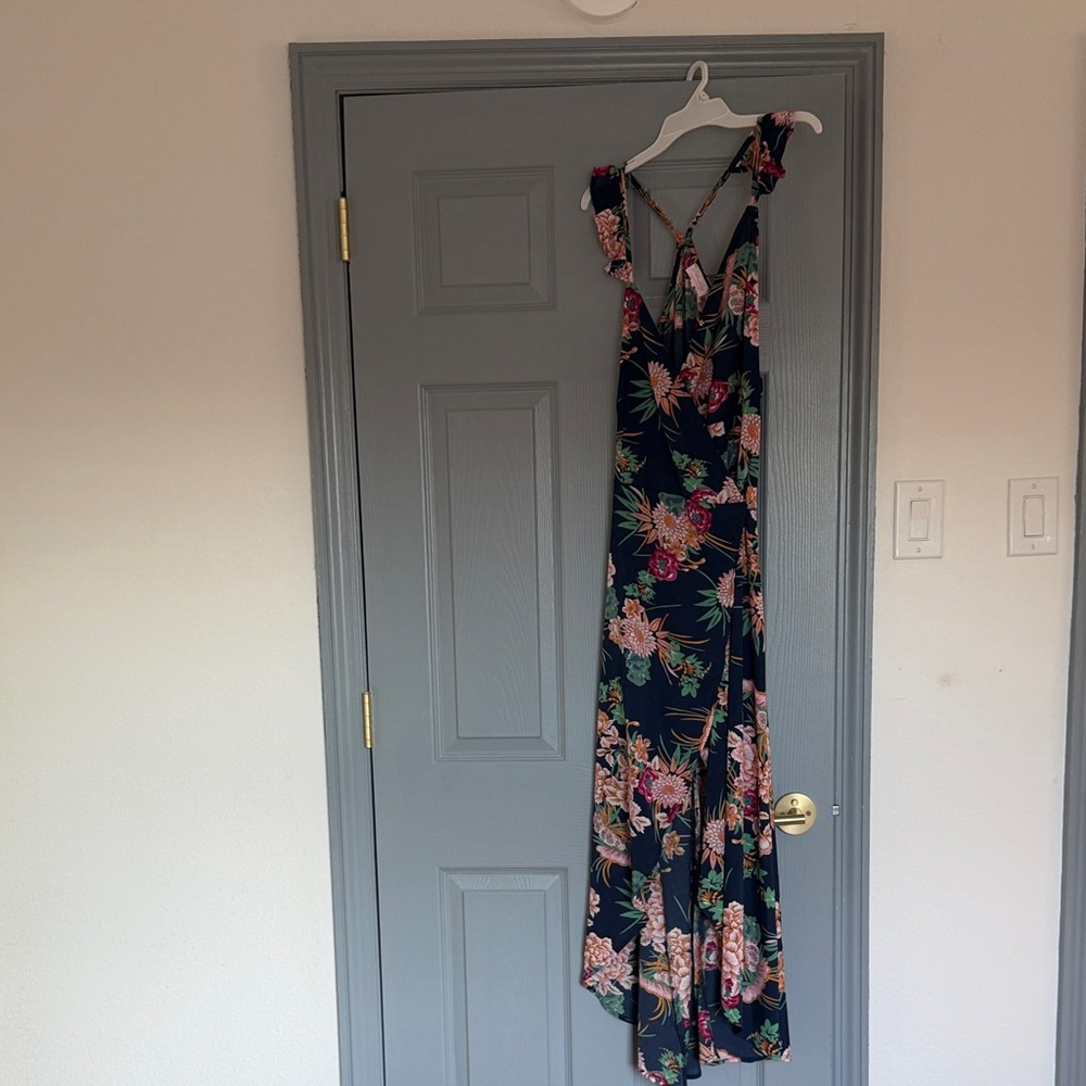 Pink Lily Navy Floral High Low Dress